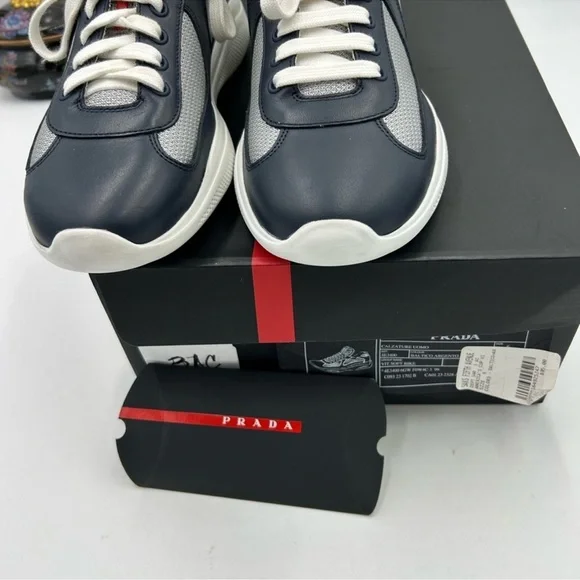 Men’s Prada America’s cup blue/silver sneakers size 6 fit seven US made in Italy - Picture 14 of 14